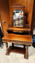 Antieke kaptafel met spiegel, Antiek en Kunst, Antiek | Spiegels, Ophalen, Rechthoekig