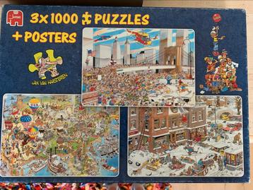 3 Jan van Haasteren puzzels 1000 stukjes in 1 doos beschikbaar voor biedingen
