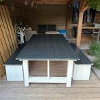 Tuinset Tuintafel met 2 banken Picknicktafel antraciet + wit, Tuin en Terras, Ophalen, Gebruikt, Rechthoekig, Hout