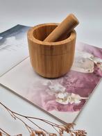 Bamboe Vijzel met Stamper - Kruiden & Specerijen Malen, Huis en Inrichting, Ophalen of Verzenden, Nieuw