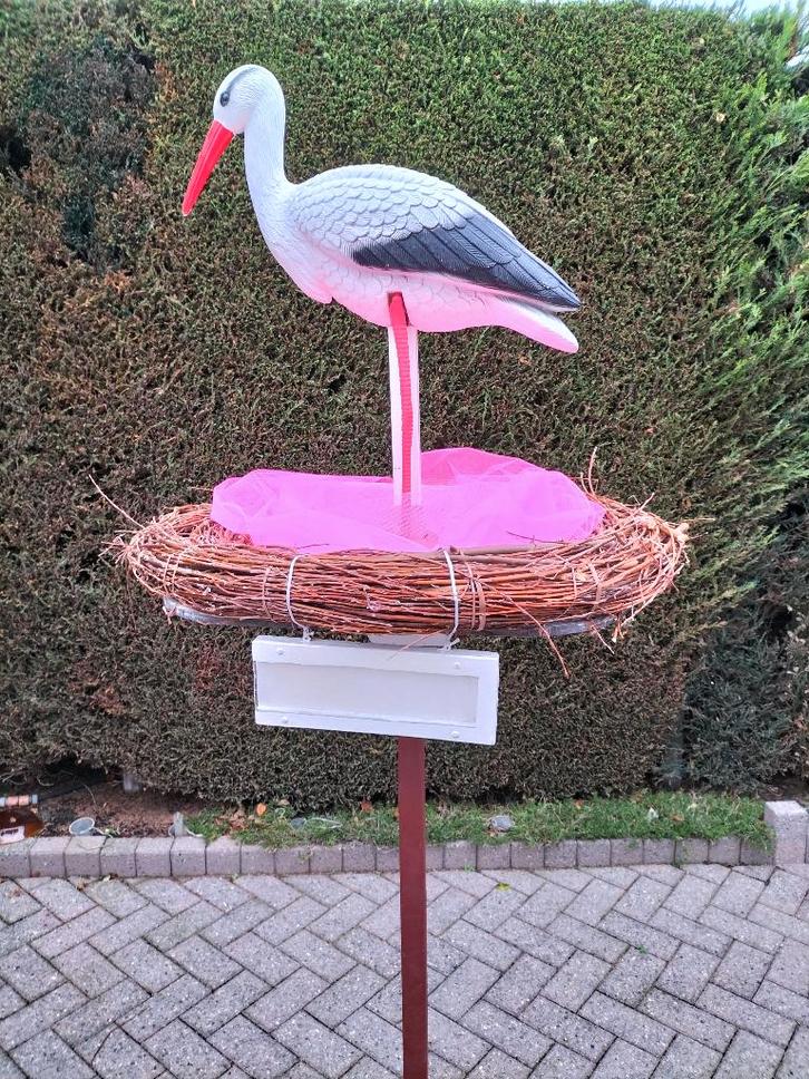 Geboorteborden “Levensechte” originele geboorte 3D ooievaar, Kinderen en Baby's, Kraamcadeaus en Geboorteborden, Nieuw, Geboortebord