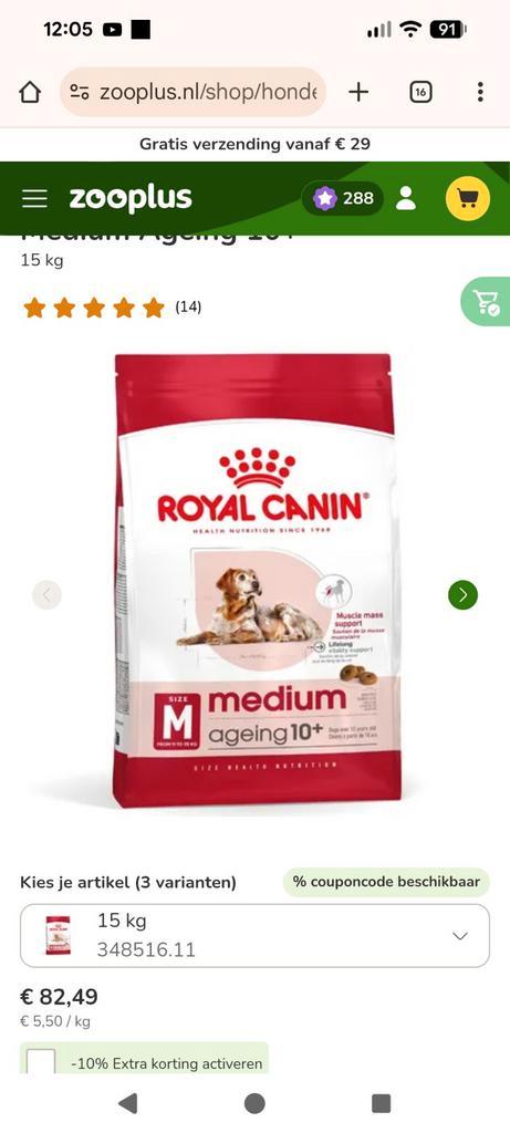 Te koop Royal Canin medium ageing 10+, Dieren en Toebehoren, Dierenvoeding, Hond, Ophalen