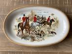 Retro vintage Ovale serveerschaal jacht paarden honden, Ophalen of Verzenden