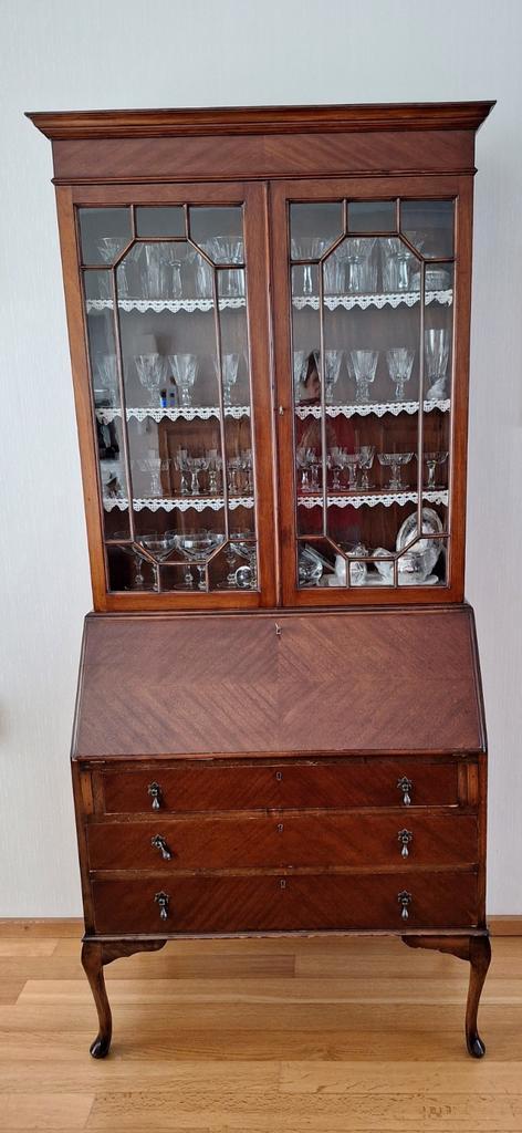 Antiek Mahonie Bureau met Vitrinekast, Antiek en Kunst, Antiek | Meubels | Kasten, Ophalen