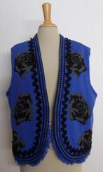 Apart boho blauwachtig/zwart 2 zijdig draagbaar gilet! L, Maat 42/44 (L), Zo goed als nieuw, Zonder mouw, Verzenden