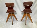 Pagholz Flötotto 2 stuks vintage Duitse draaibare stoelen, Ophalen, Gebruikt, Bruin