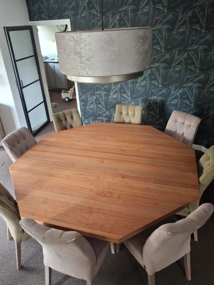 Eikenhouten eettafel en 8 stoelen MOET WEG, Huis en Inrichting, Tafels | Eettafels, Zo goed als nieuw, 150 tot 200 cm, 150 tot 200 cm