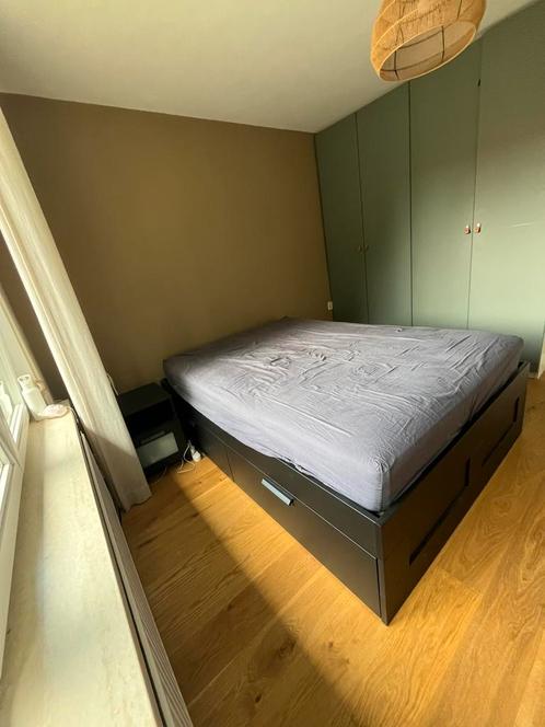 Ikea Brimnes bed zwart 140x200, Huis en Inrichting, Slaapkamer | Bedden, Gebruikt, Tweepersoons, 140 cm, 200 cm, Hout, Zwart, Ophalen