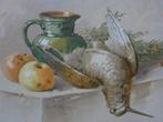 Vintage print stilleven fruit vogel schenkkan C. Klein 1890, Antiek en Kunst, Curiosa en Brocante, Verzenden