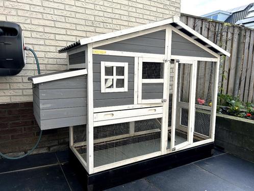 Ruim konijnenhok met 2 lagen en nesthok, Dieren en Toebehoren, Knaagdieren en Konijnen | Hokken en Kooien, Gebruikt, Hok, 90 cm of meer