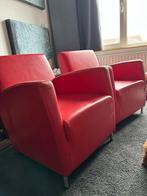 Gratis af te halen: 2 rode lounge stoelen, Ophalen, Gebruikt, Minder dan 75 cm, Leer