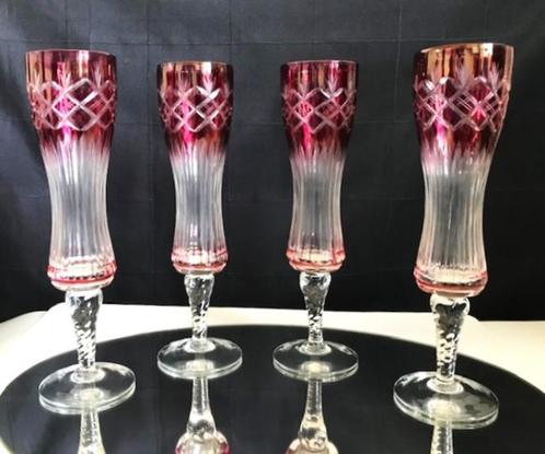 Kristal V.S.L Glazen Champagne Gekleurd Antiek✨😍💑👌, Antiek en Kunst, Antiek | Glas en Kristal, Ophalen of Verzenden