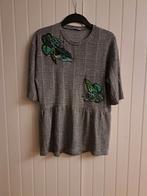 Peplum geruite top met groene applicaties van Zara, mt.S, Overige kleuren, Verzenden, Zara, Nieuw