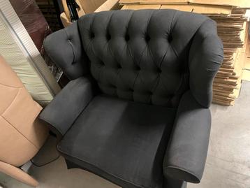 Luxe Zwarte Stoffen Fauteuil beschikbaar voor biedingen