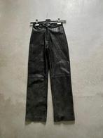 F506 Echt leren broek maat 34=XS leer zwart/zilver leder, Kleding | Dames, Broeken en Pantalons, Zwart, Confashion, Ophalen of Verzenden