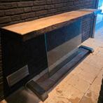 Oud Eiken/Koper Zwevende Sidetable - 180cm, Huis en Inrichting, Minder dan 50 cm, Gebruikt, Ophalen of Verzenden, Eikenhout