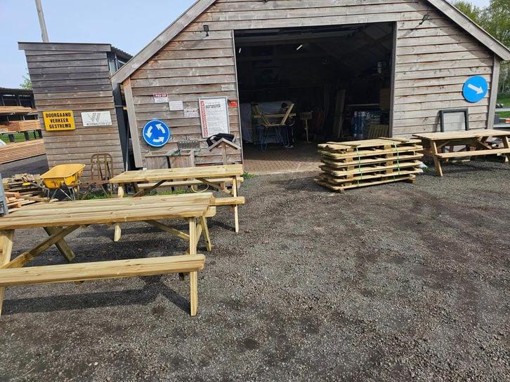 picknick tafels de luxe TEVENS DIV SOORTEN HOUT, Tuin en Terras, Picknicktafels, Nieuw, Rechthoekig, Hout, Inklapbaar, Ophalen