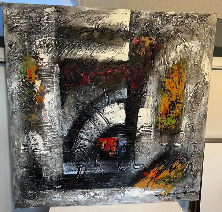 Abstract kleurrijk schilderij, Antiek en Kunst, Kunst | Schilderijen | Abstract, Ophalen
