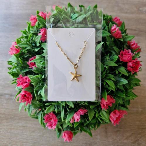 Goudkleurige rvs ketting. 'Sea star.', Sieraden, Tassen en Uiterlijk, Kettingen, Zo goed als nieuw, Overige materialen, Goud, Ophalen of Verzenden
