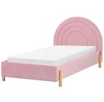 Roze fluwelen kinderbed met boog, Huis en Inrichting, Slaapkamer | Bedden, Ophalen, 100 cm, 210 cm, Zo goed als nieuw