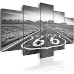 651 Route 66 Zwart Wit 5 Luik Canvas Schilderij 200x100cm, Ophalen of Verzenden