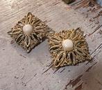 Vintage art deco goudkleurige jugendtil oorclips oorbellen, Sieraden, Tassen en Uiterlijk, Ophalen of Verzenden, Overige materialen