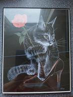 28 x 35 cm Fotolijst Kat met Roos - H. Williams, Antiek en Kunst, Ophalen of Verzenden