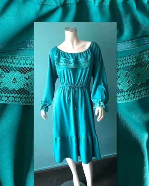 Vintage originele jaren 70 jurk blauw Western maat 44, Kleding | Dames, Jurken, Gedragen, Maat 42/44 (L), Blauw, Knielengte, Verzenden