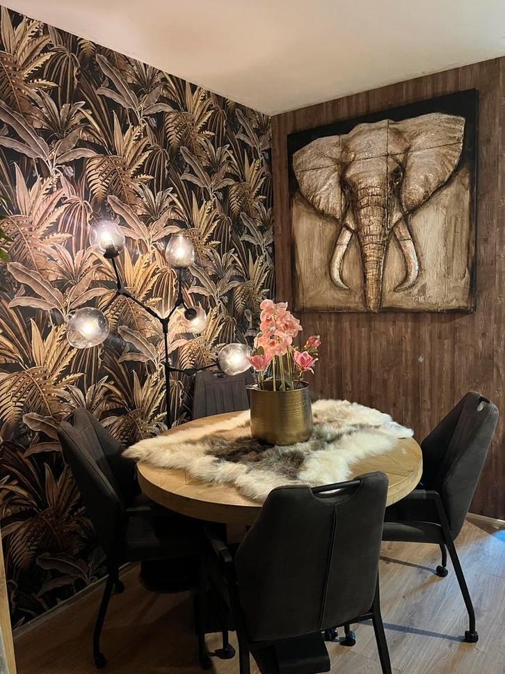 Prachtige robuuste ronde klooster eetkamertafel & 6 stoelen, Huis en Inrichting, Tafels | Eettafels, Ophalen