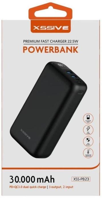 Xssive Powerbank Fast Charge 30.000mAh QC/PD XSS-PB23 Zwart  beschikbaar voor biedingen