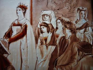 Gebrandschilderd glas in lood raam Maria van Bourgondië beschikbaar voor biedingen