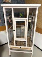 Complete volière met grasparkiet en twee kwartels, Ophalen, Gebruikt, Hout, Volière