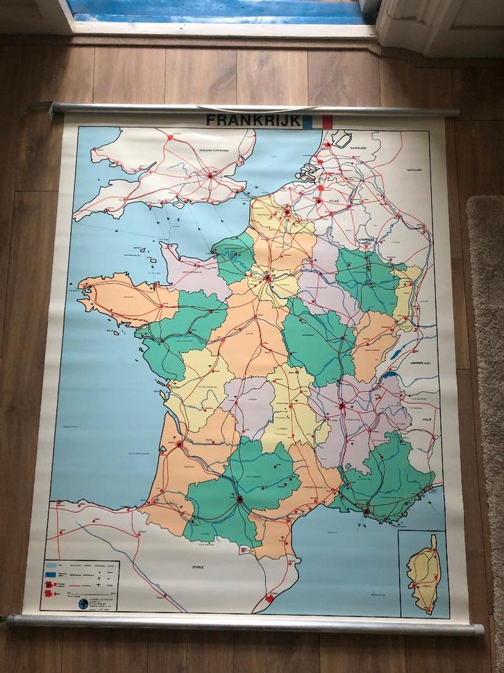 schoolkaart Frankrijk, Antiek en Kunst, Antiek | Schoolplaten, Aardrijkskunde, Ophalen of Verzenden