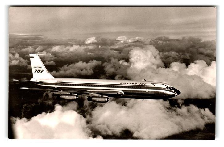 Vliegtuig, Boeing 707 Stratoliner, Verzamelen, Luchtvaart en Vliegtuigspotten, Gebruikt, Kaart, Foto of Prent, Verzenden