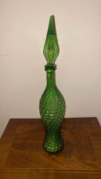 Vintage Empoli Art Fles - Groen, Ophalen of Verzenden