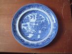antiek Petrus Regout blauw bord met 2 duifjes vogels, Ophalen of Verzenden