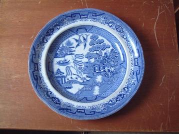 antiek Petrus Regout blauw bord met 2 duifjes vogels beschikbaar voor biedingen