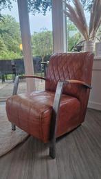 Industriële leren stoel cognac Station 7 Flo elg, Ophalen, Gebruikt, 75 tot 100 cm, Leer