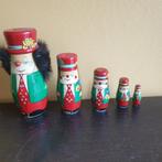 Vintage houten nesting dolls vrolijke clowns 5 dlg 2812, Ophalen of Verzenden