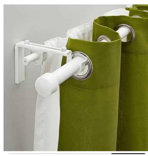 IKEA HUGAD dubbele Gordijnrail - Wit 70-120 met houders, Huis en Inrichting, Stoffering | Gordijnen en Lamellen, Gebruikt, Minder dan 100 cm