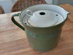 emaille groene melkkan koker met gouden bies, Antiek en Kunst, Antiek | Emaille, Ophalen of Verzenden