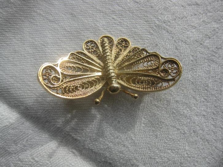 Prachtige verguld zilveren vlinder in uitstekende staat., Sieraden, Tassen en Uiterlijk, Antieke sieraden, Broche, Zilver, Verguld