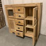 Dressoir - massief teak - 110 cm breed - 4 deuren -TTM Wonen, 100 tot 150 cm, Www.ttmwonen.nl, Glas, Nieuw