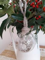 Kerstbal transparant met vogelveerjes., Ophalen of Verzenden