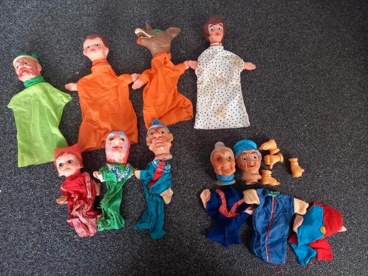 * Partijtje vintage handpoppen poppenkastpoppen ‘60/70’s *, Antiek en Kunst, Antiek | Speelgoed, Verzenden