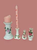 Vintage kandelaars en vaasjes met rozen set, Huis en Inrichting, Woonaccessoires | Kandelaars en Kaarsen, Overige materialen, Ophalen of Verzenden
