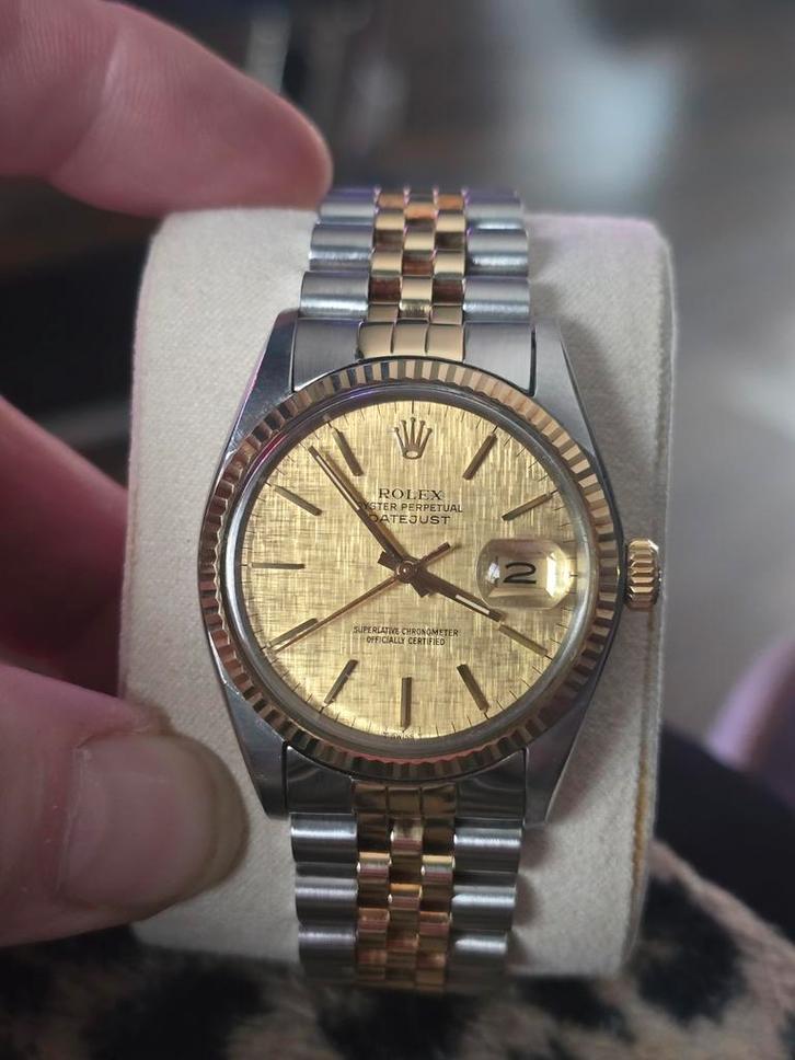 Rolex Datejust 16013 Staalgoud jubilee - Linnen Dial, Sieraden, Tassen en Uiterlijk, Horloges | Dames, Ophalen of Verzenden