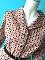 Vintage jaren 70 jurk beige met motief maat 46, Verzenden, Beige, Maat 46/48 (XL) of groter, Vintage