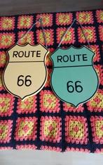 💐ROUTE 66 WANDBORD GEEL-ZWART OF GROEN-ZWART MET KETTING, Ophalen of Verzenden, Zo goed als nieuw