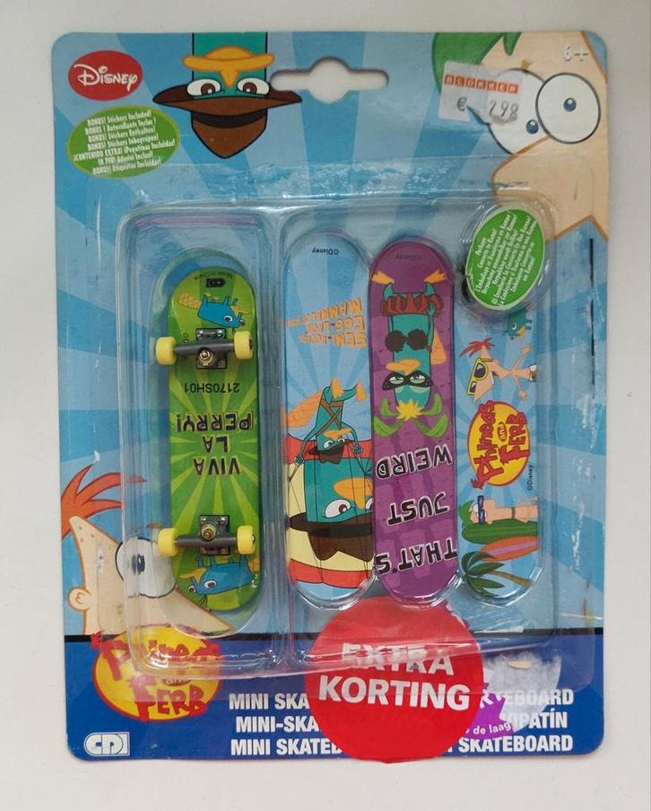 Nieuw; Mini skateboarden van Phineas and Ferb + Perry, Kinderen en Baby's, Speelgoed | Actiefiguren, Nieuw, Ophalen of Verzenden